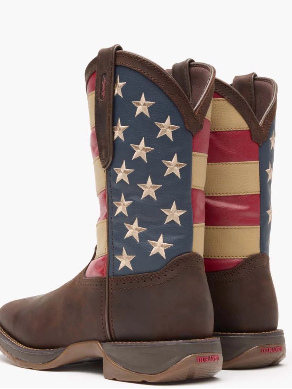Durango Rebel American Flag Western Work Boots Men’s 10EE Brown Leather DB5554 - Picture 13 of 14
